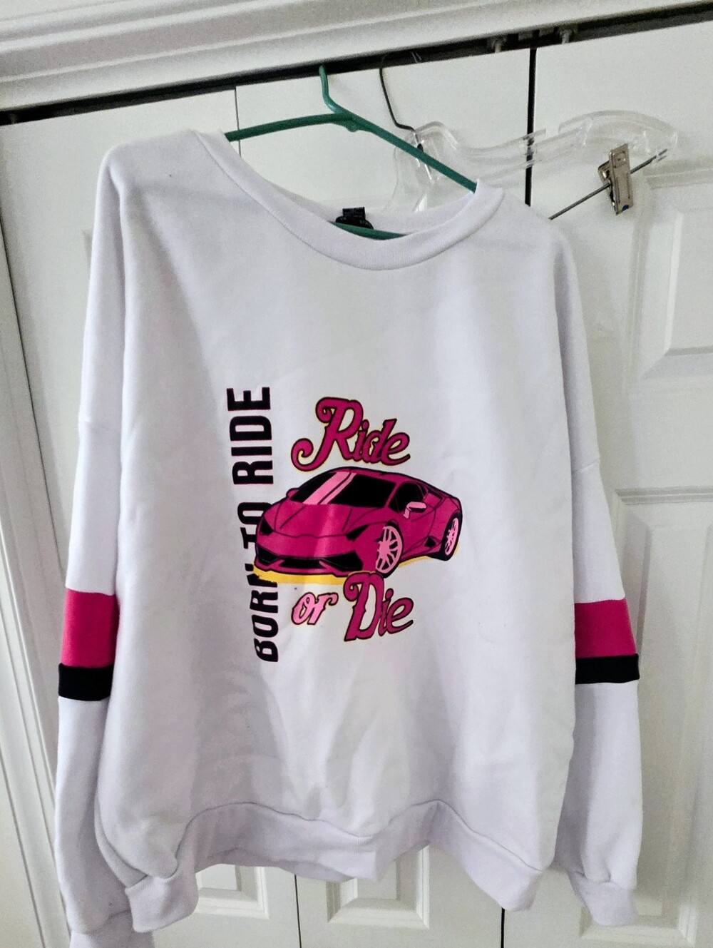 White & Pink 'Ride or Die' Graphic Sweatshirt - Women